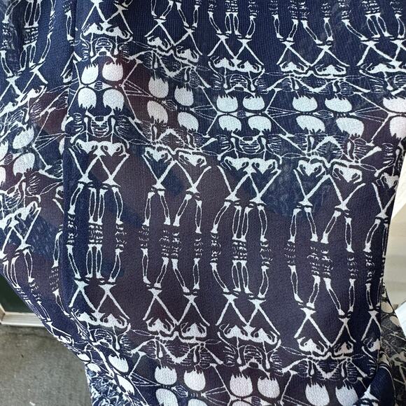 Umgee Blue and White Flowy Maxi Skirt Sz XL Sheer Lined Beachy Boho Fairy - Picture 3 of 5